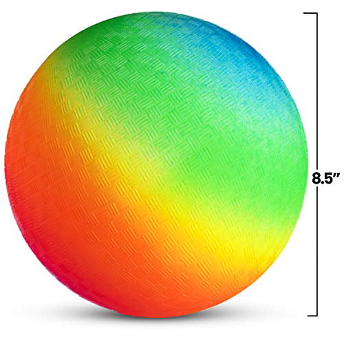 Rubber Bouncy Inflatable Balls for Kids and Adults Bedwina Rainbow Playground Balls Four Square Kickballs Dodge Ball Indoor and Outdoor Games Handball Pack of 4 8.5Inch Dodgeball 